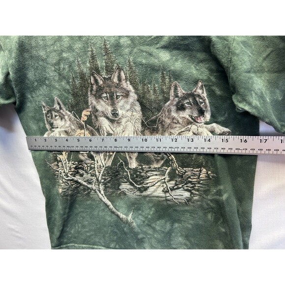 The Mountain Find 12 Wolves Shirt Green Tie Dye Boys Large - Picture 6 of 7